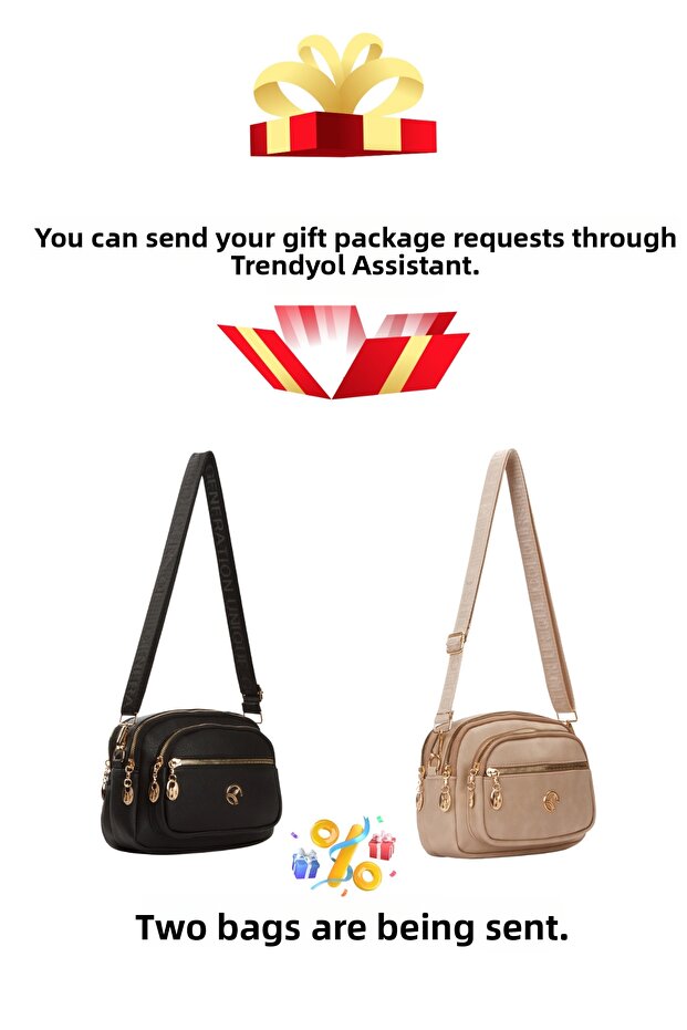 Női keresztpántos napi fekete és nerc válltáska 2 db - 2