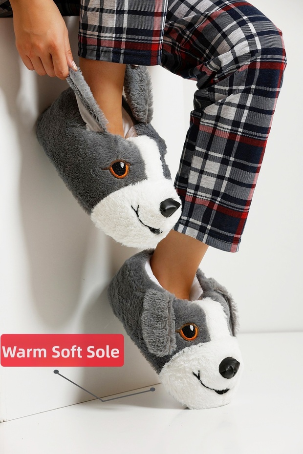 Soft Sole Cute Dog Slippers - 4