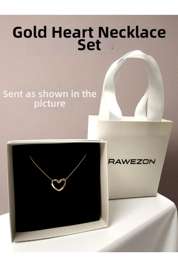 Boxed Necklace with Special Bag - Steel Gold Color Heart Necklace - Gift for Your Lover, Friend, or Spouse