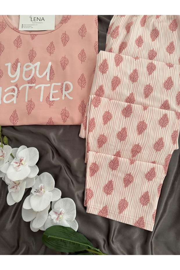 Powder Leaf Patterned Sofia Pajama Set - 8