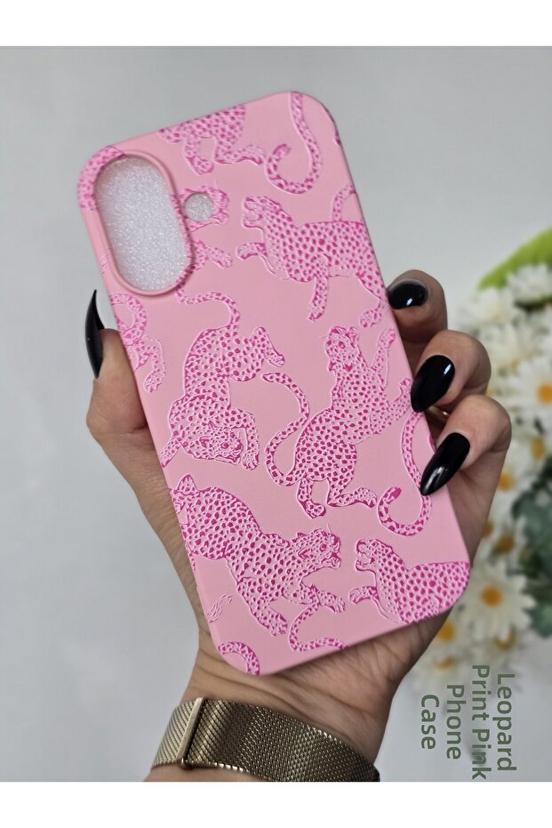 حافظة متوافقة مع هاتف Iphone 16 مخملية داخلية بطبعة جلد الفهد - 4