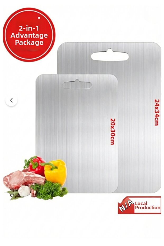 2 Pcs Antibacterial Stainless Steel Cutting Board (2 Different Sizes!)