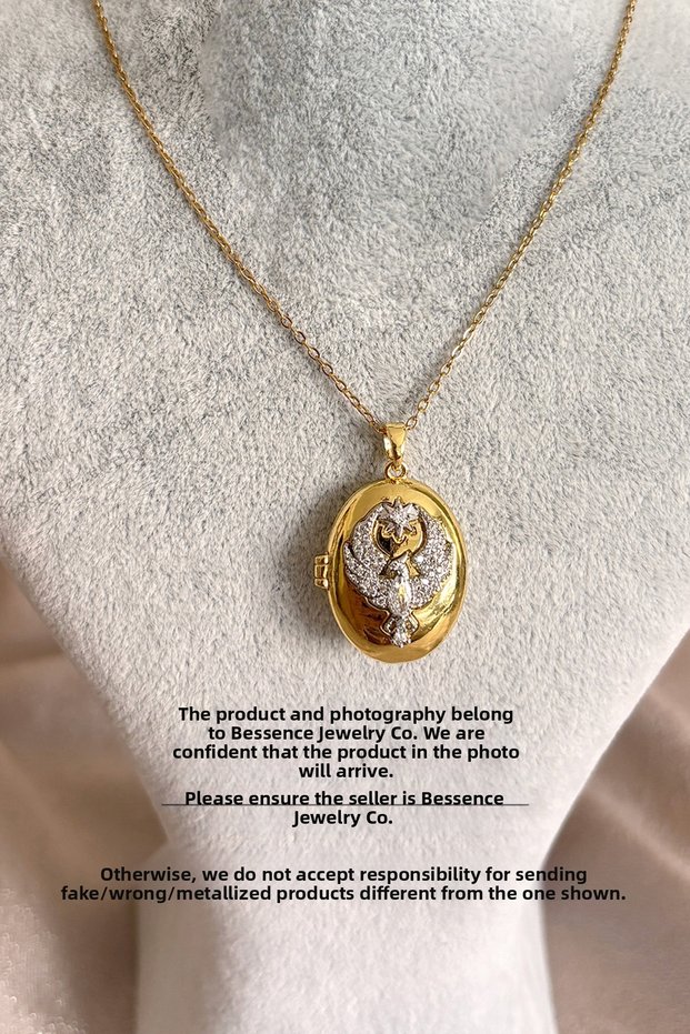 Far City Steel Alya Necklace Phoenix Bird - Openable, Zircon Stone- Stainless Steel