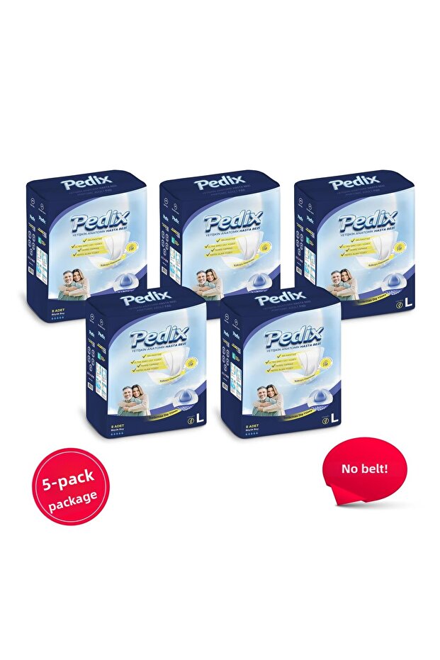 Pedix Anatomical Patient Diapers Large Size (L) 40 Pieces (Without Belt)