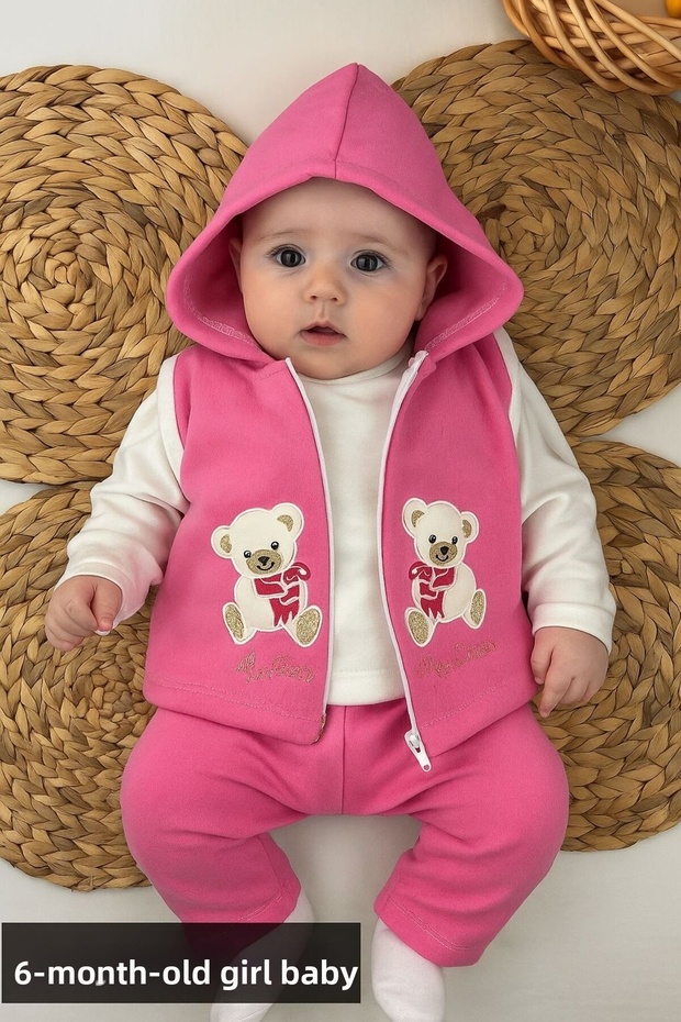Winter Teddy Bear Embroidered Newborn Baby Set