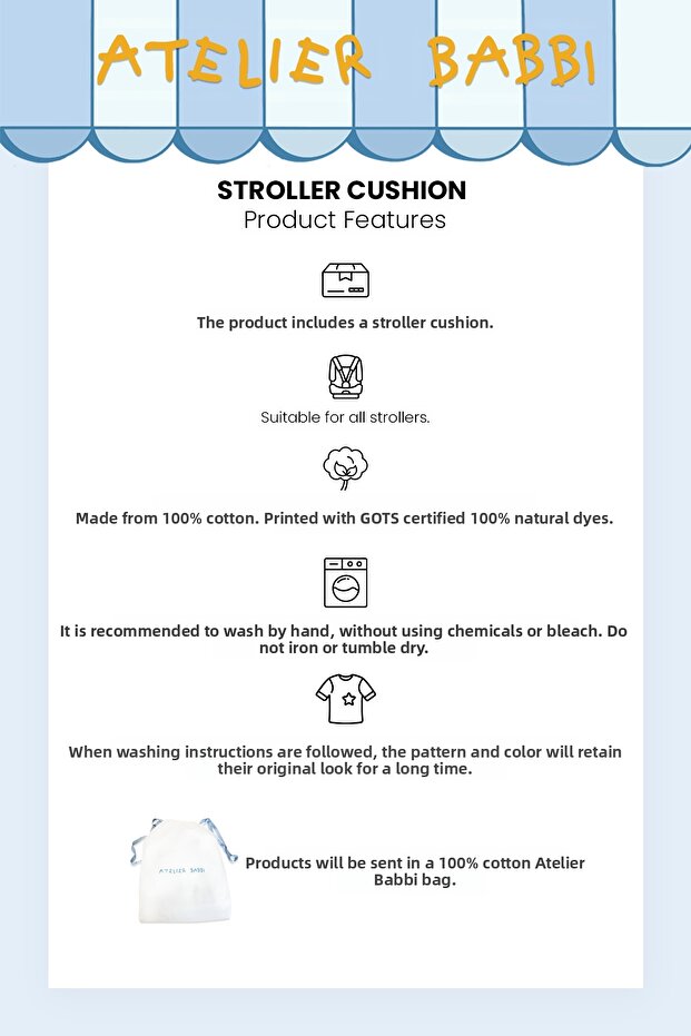 100% Cotton Stroller Cushion - Capadocia - 4