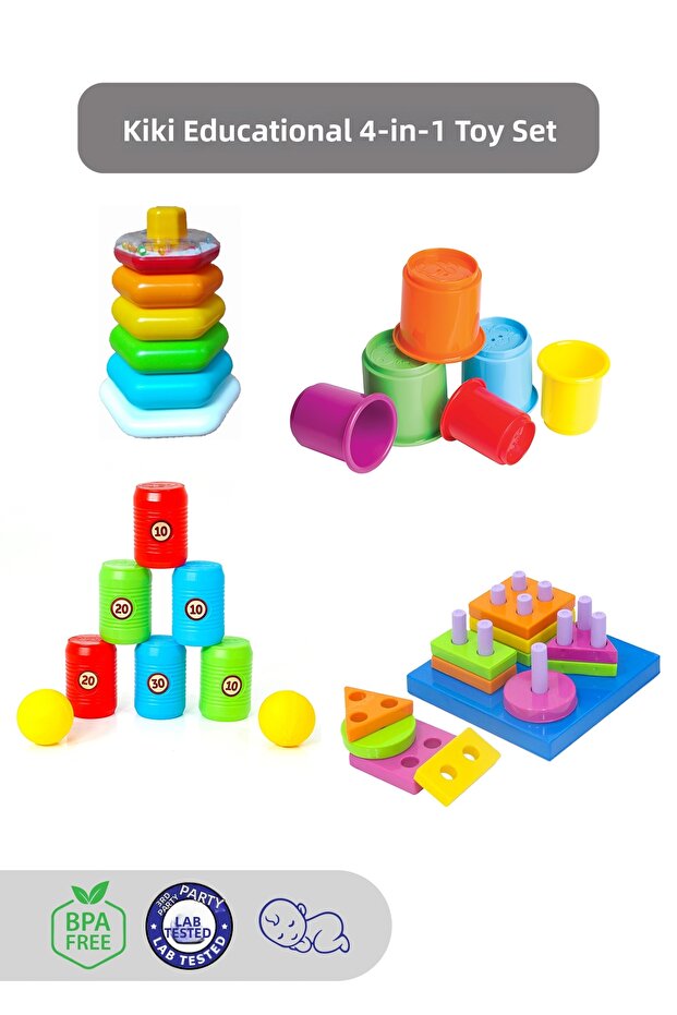 مجموعة ألعاب تعليمية مكونة من 4 قطع - 1