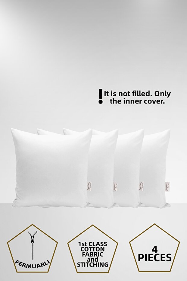 4-Piece Throw Pillow Inner Liner, Cotton Throw Pillow Mitil, Throw Pillow Mattress, Pillowcase