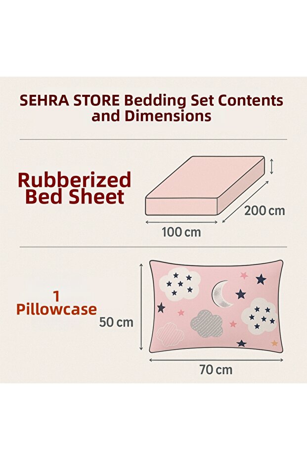 Single Cotton Fitted Sheet + Pillowcase Set Quality Durable Various Pattern Set - 6