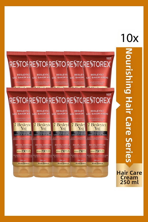Nourishing Care Conditioner 250 ml - 7 Nourishing Oils Eye-Catching Shine Silky Softness 10 Pieces