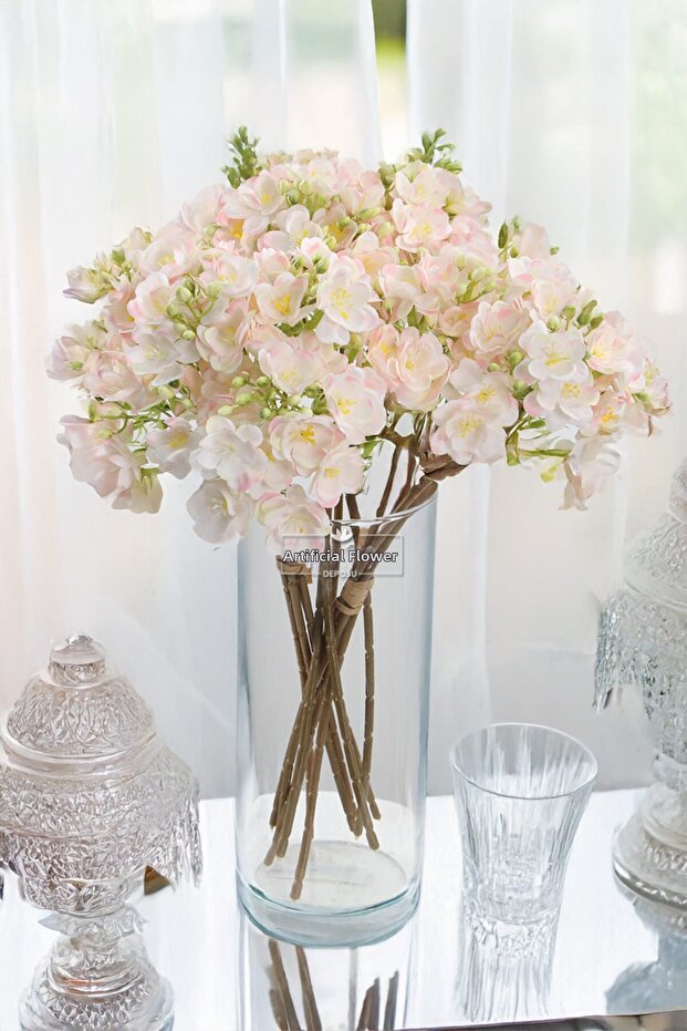 Luxurious Garnished Jasmine Flower Bouquet with 4 Branches 40 cm Powder
