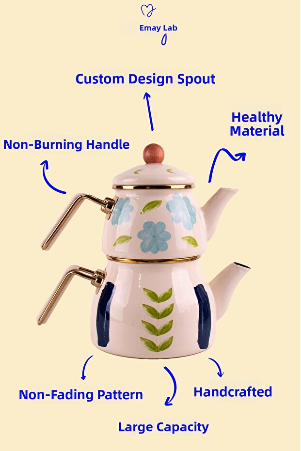 إبريق شاي بلوم مطلي بالمينا - 6