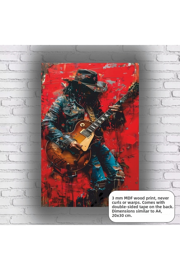 Guitar Playing Musician Man Mdf Wood Painting Poster Decoration
