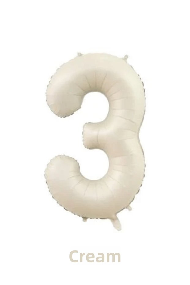 Cream Color 3 Number Giant Foil Balloon 76 cm Birthday Party Decoration