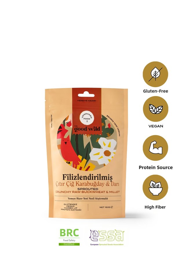 Sprouted Crispy Raw Buckwheat & Millet | Gluten-Free Vegan Snack | High Fiber | 150 Grams