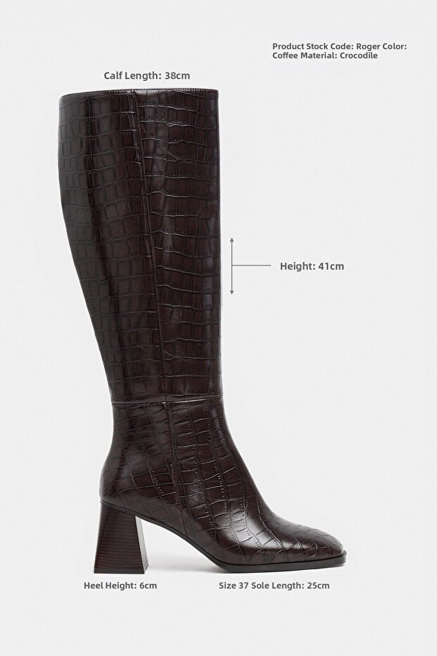 Roger Brown Wzorzyste Tępe Noski Damskie Grube Buty Na Obcasie - 2