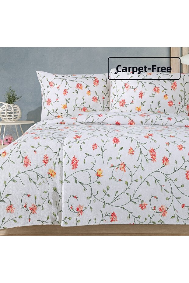 Seersucker 100% Cotton Double Duvet Cover Set Olivia
