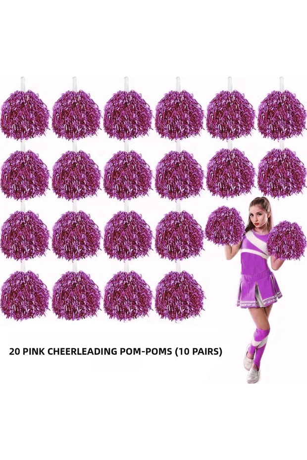 Sptrns 10 Pairs (20 Pieces) Pink Color April 23 May 19 October 29 School (155514) Performance Pom-Poms