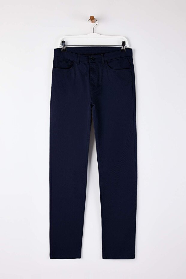 Lacivert Erkek Dokulu Kumaş Pantolon TMNAW26PL00027 - 5
