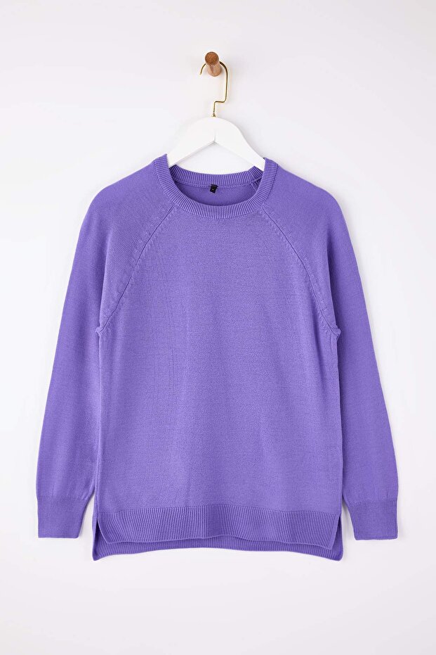 Lila Basic-Strickpullover mit Raglanärmeln TWOAW26KZ00296 - 5