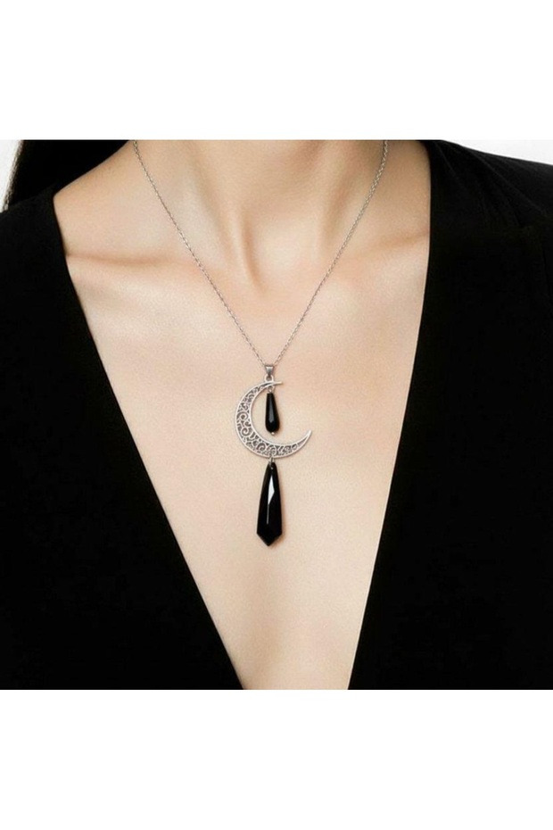 Gotik Midnight Crescent Kolye - 1