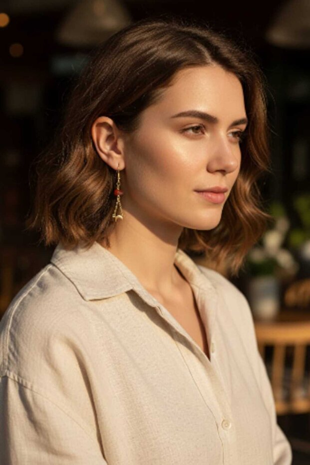 أقراط متدلية من حجر العقيق - 1