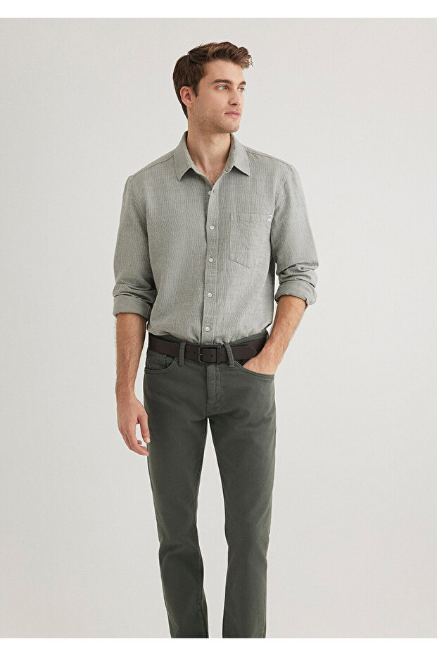 Green Knitted Shirt Slim Fit / Slim Fit 0211383-80692