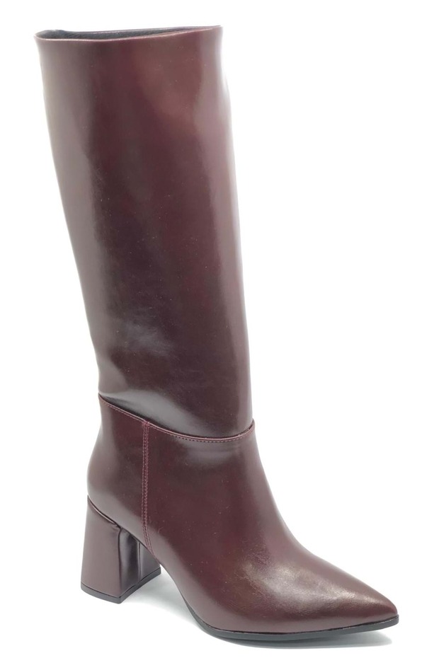 Feles Pointed Toe Zipperless Women's Boots Bordo