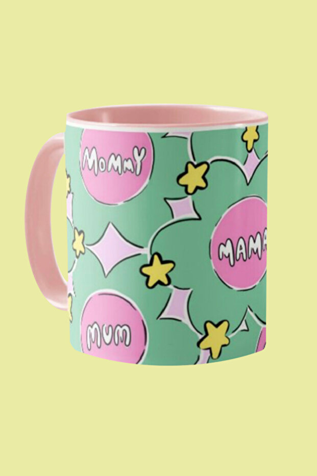 Mug from the Kupa Series, Mama-Mommy-Mum' Mug - Digital Printing Mug with Original Design 9.5X8 cm