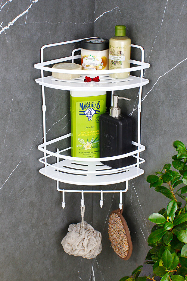 Double Shampoo Holder Bathroom Organizer with Crystal Lamas - Shelf and Corner Holder