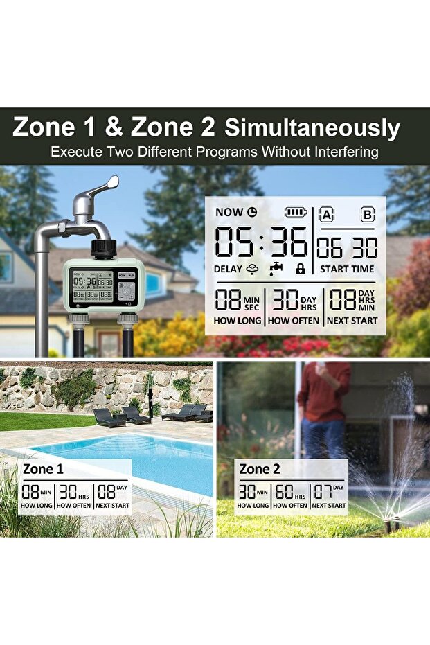 Automatic Irrigation Controller, 2 Independent Zones - 2