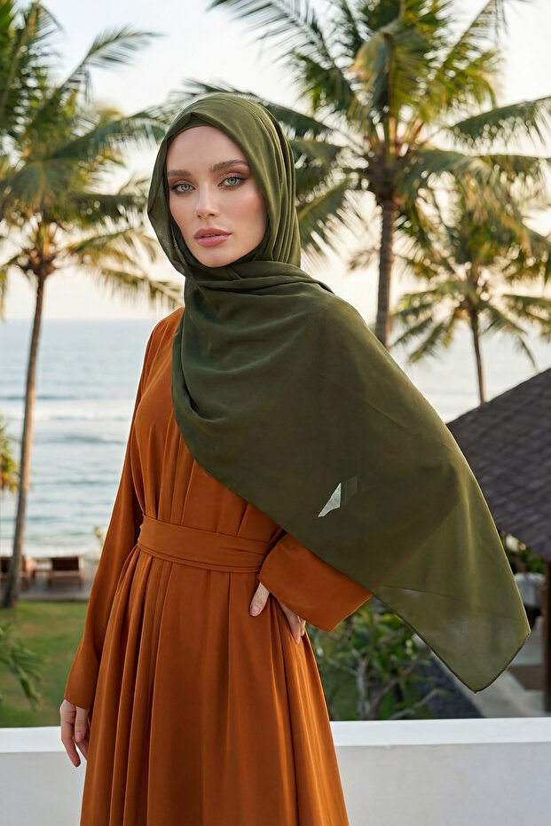 شال شيفون عملي من تيسيتير بونيلي، أخضر كاكي، PS-46