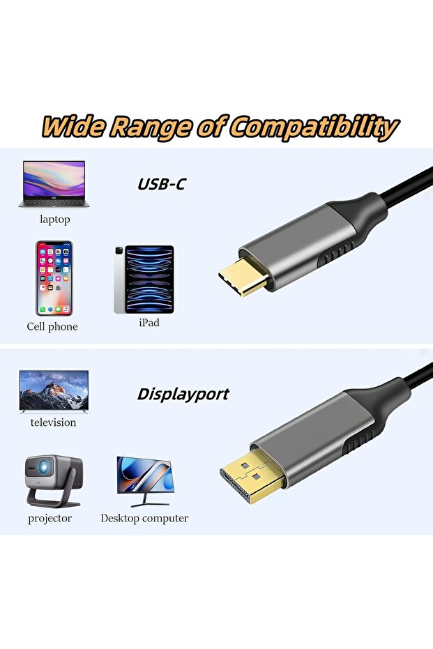 K-01E TYPE-C=-DP 4K GÖRÜNTÜ AKTARIM KABLOSU - 7