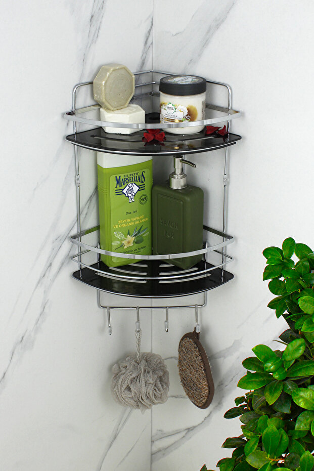 Double Shampoo Holder Bathroom Organizer with Crystal Lamas - Shelf and Corner Holder