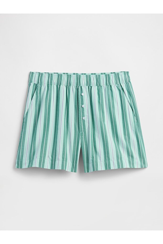 Kadın Yeşil Poplin Şort - 2