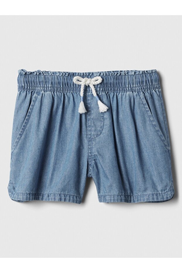 Kız Çocuk Açık Mavi Chambray Pull-On Şort - 1