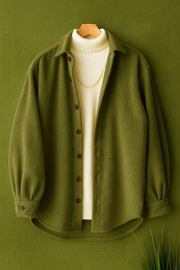Haki Kalın Polar Gömlek - 3