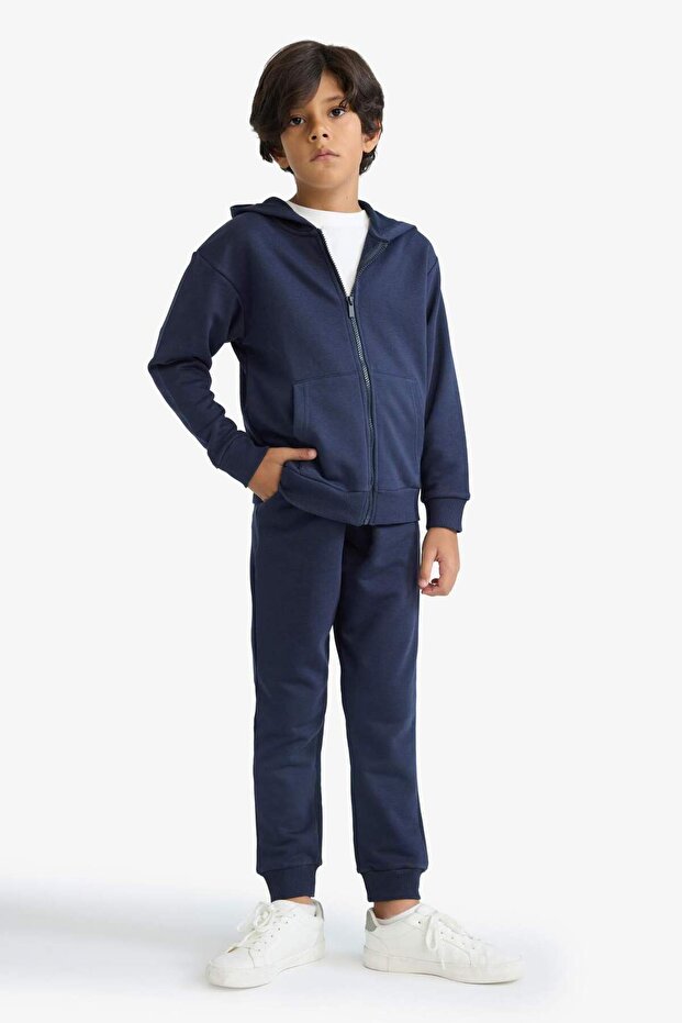 Boy's Navy Blue Jogger School Sweatpants with Elastic Waist and Pockets K8852A624Au