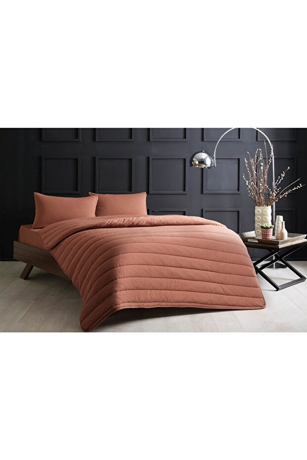 Jersey Tek Kişilik Yorgan Seti Somon - 1