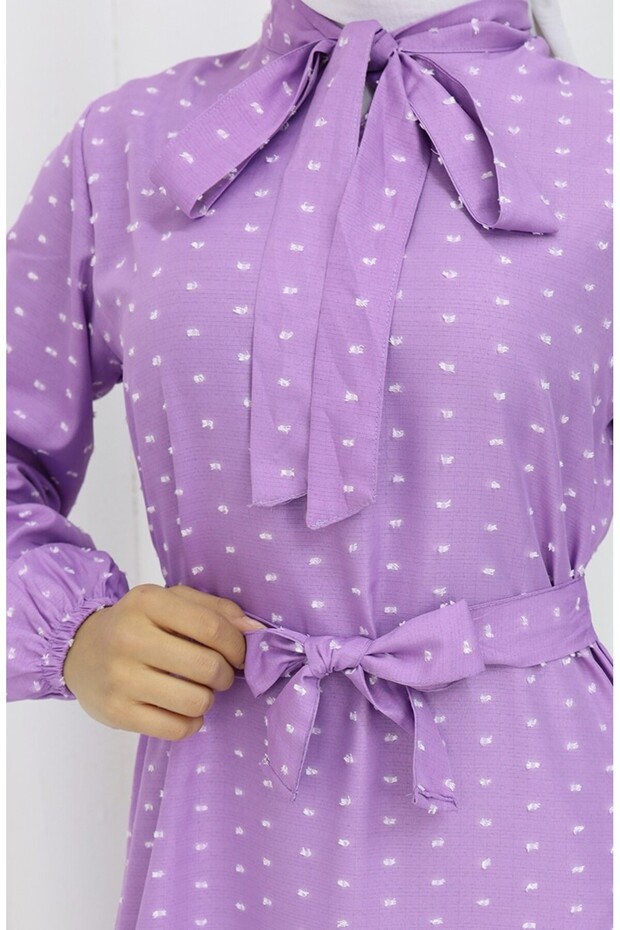 Lila öves Python mintás ruha - 0383-05 - 5
