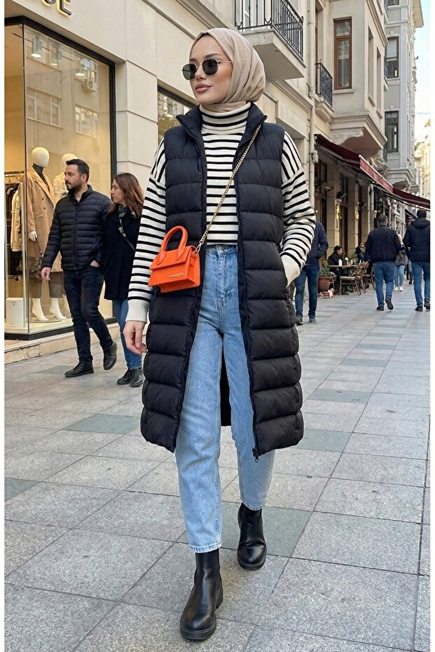 Nafukovací vesta s kapucí na zip 0169A-02 Černá - 3