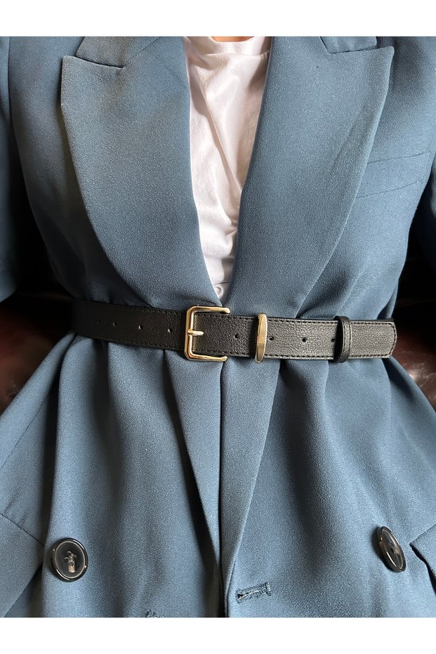 Hard Oval Rectangular Pattern Women's Gold Buckle Belt Coat Belt Dress Belt Trouser Belt