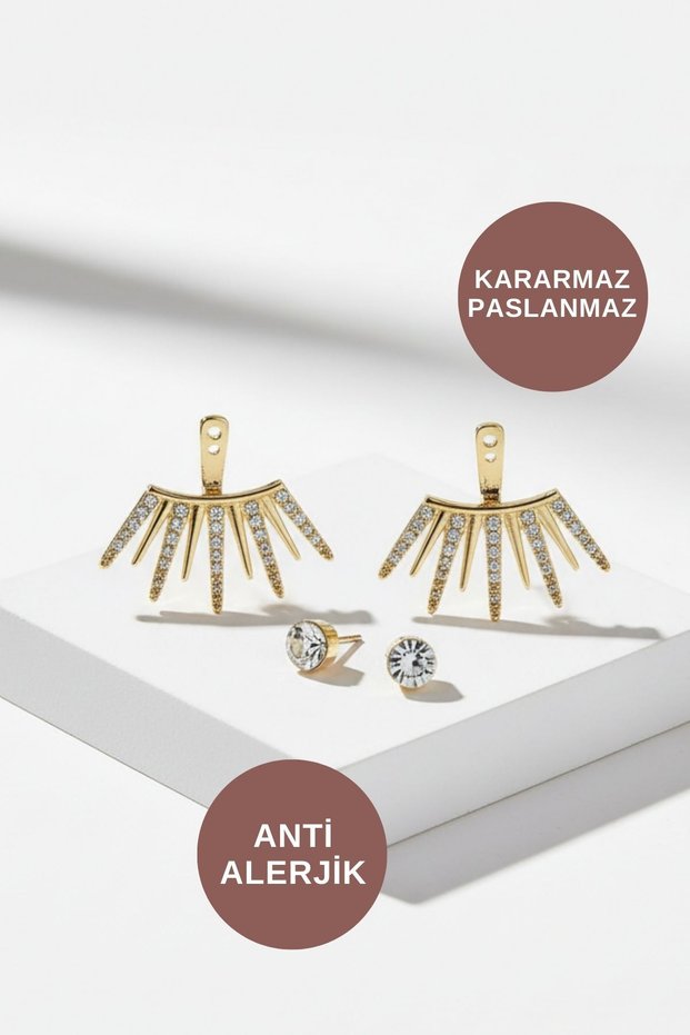 Women's Anti-Allergic Tarnish Resistant Waterproof Zircon Stone Style Silver Gold Steel Brand Earring Models
