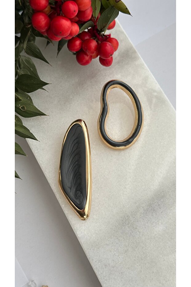 أقراط عصرية بنمط هندسي وتفاصيل ذهبية - 2