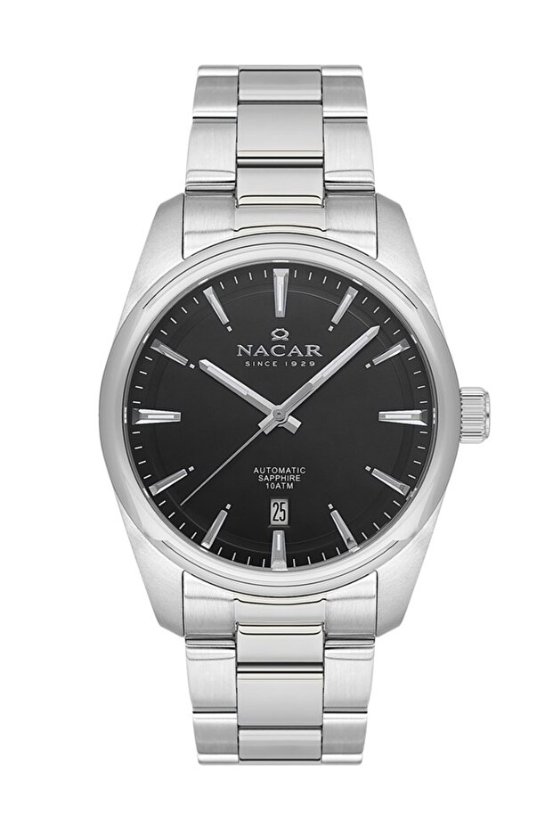 ساعة يد رجالية فضية كلاسيكية من زجاج الياقوت NC08- 29430248 -ABM - 2