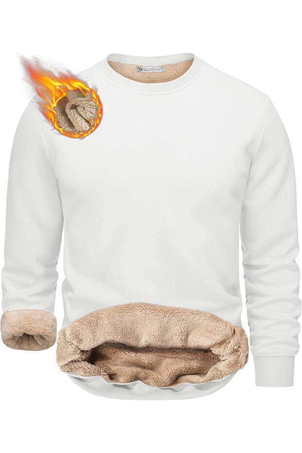Ghassy Co. Men's Ultra Thermal Sherpa Plush Lined Crew Neck Sweatshirt