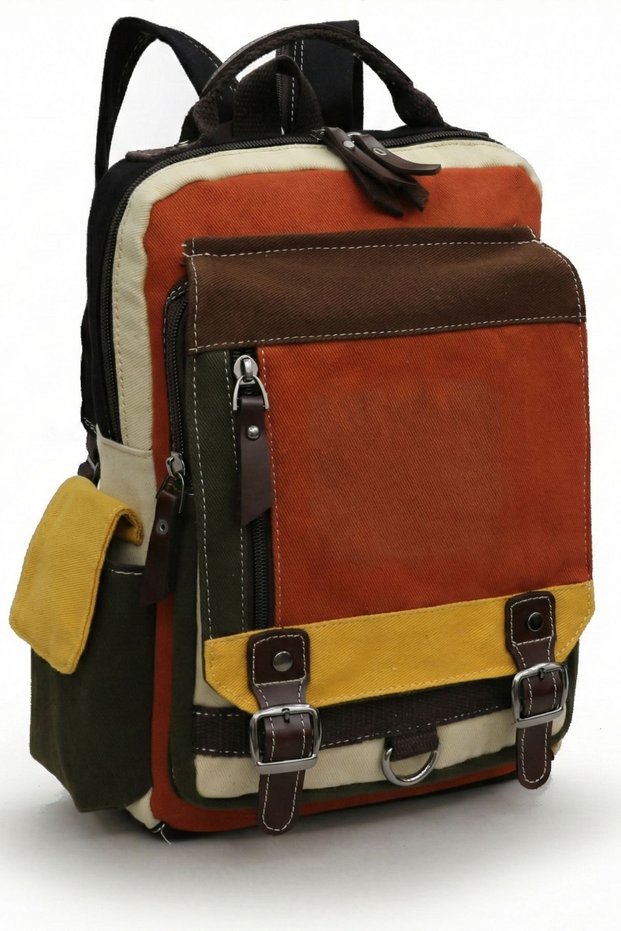 4012 Yellow Red Casual Postman Small Back Cross Shoulder Strap 14-Inch Laptop Cotton Gabardine Bag