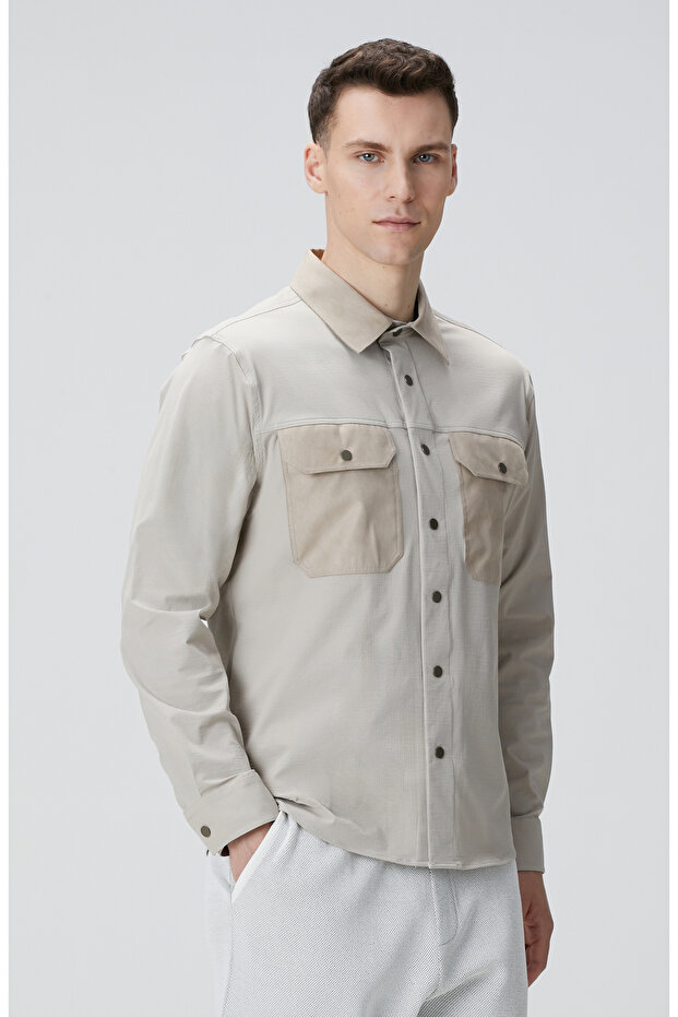 N-Tech Taş Süet Detaylı Dış Gömlek - 4