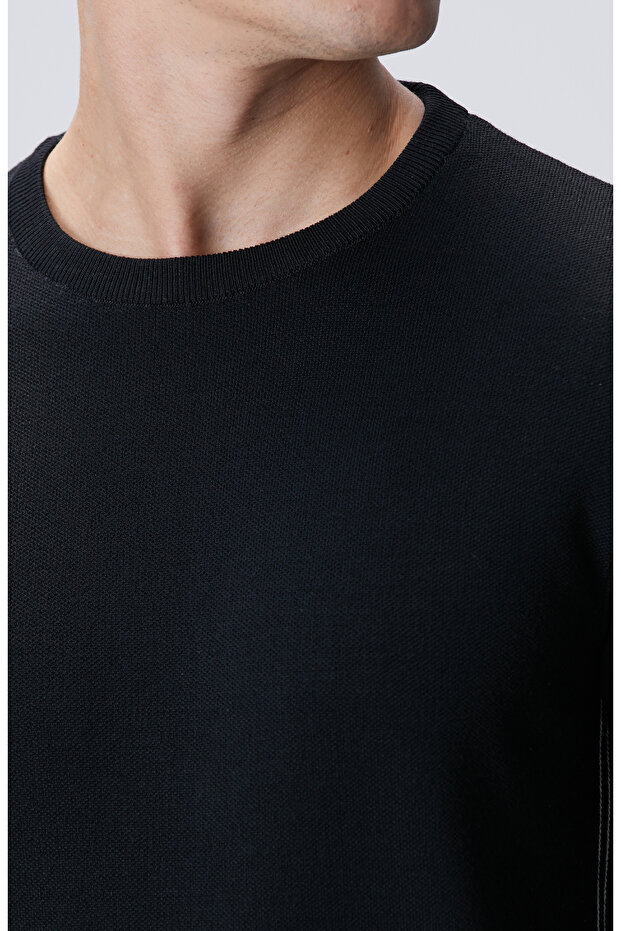 Siyah Yün Karışımlı Kazak - 6