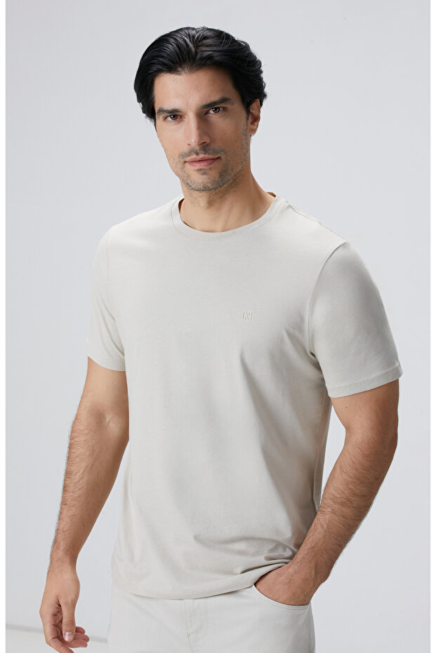 Bej Basic T-shirt - 2